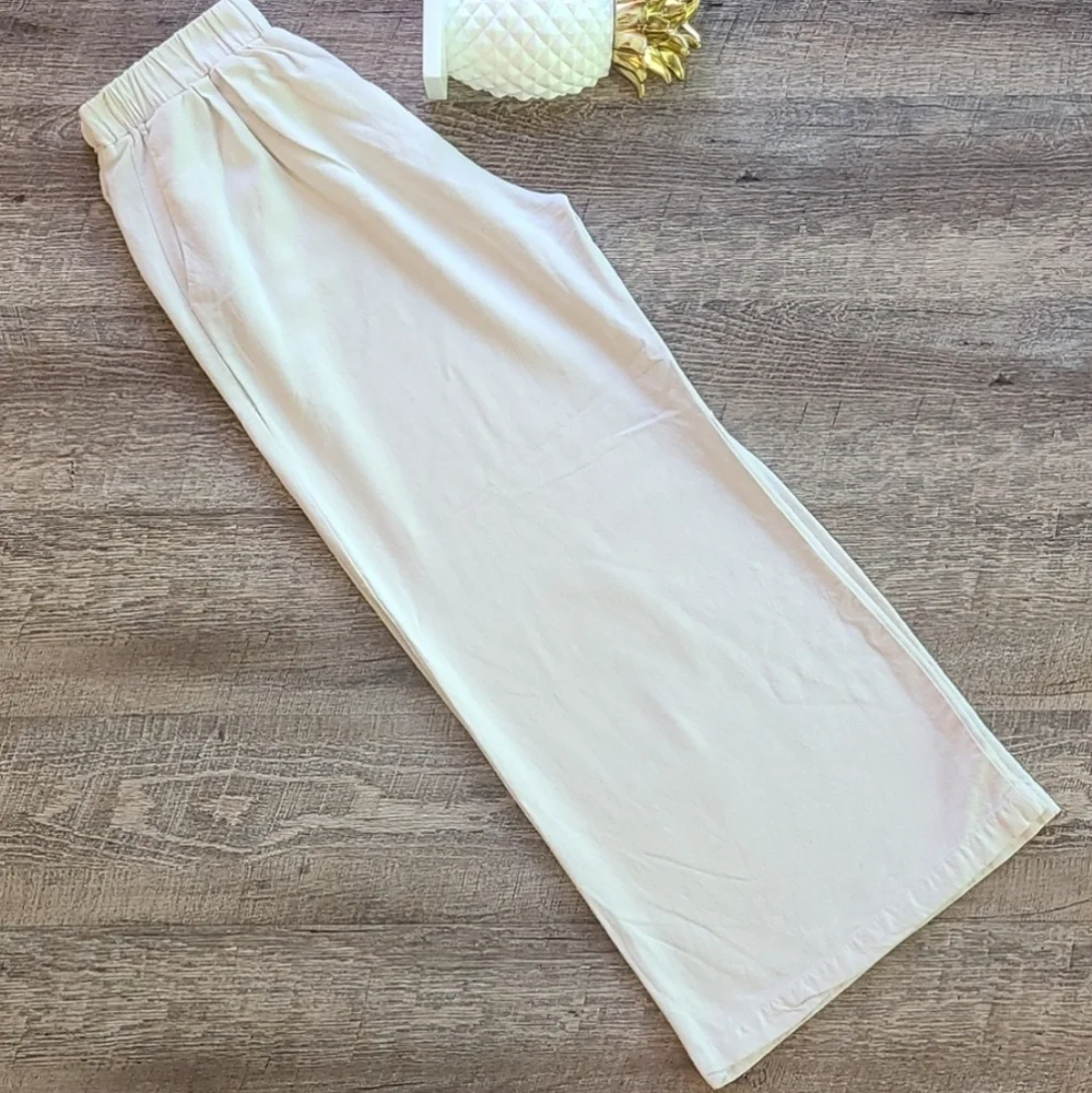 Ozma Silk Women’s Elastic Waist Wide-Leg Pants - White